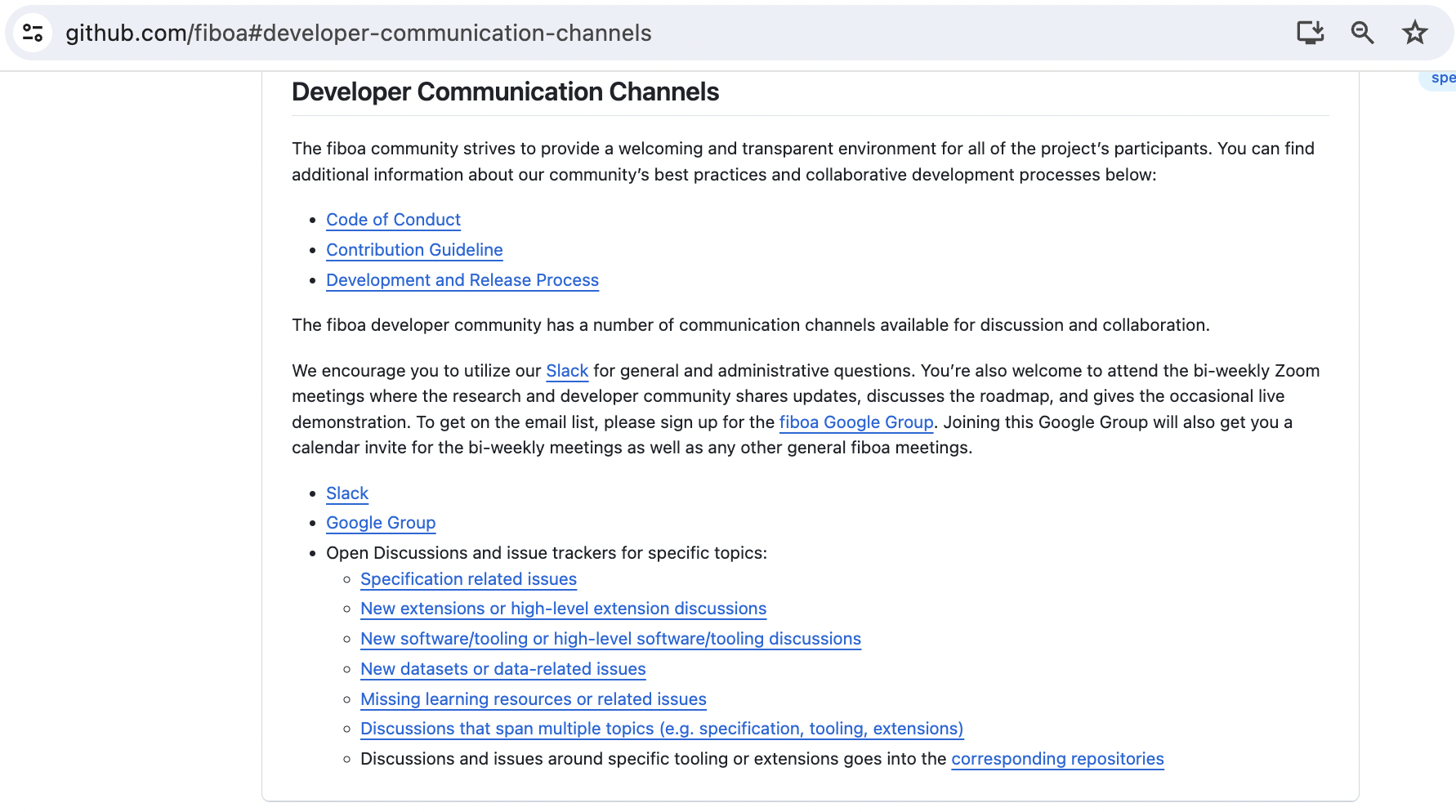 fiboa Developer Communication Channels